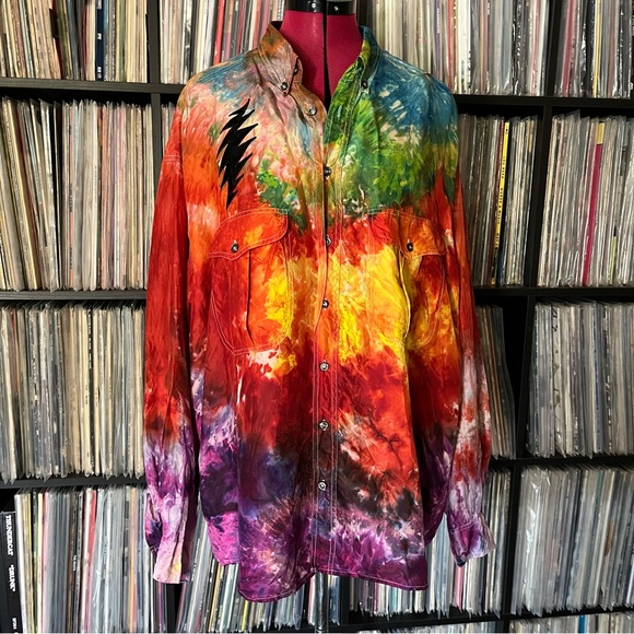 Ice dyed silk black velvet syf bolt stealie grateful company dead sphere ♻️🌈⚡️ - Picture 13 of 15